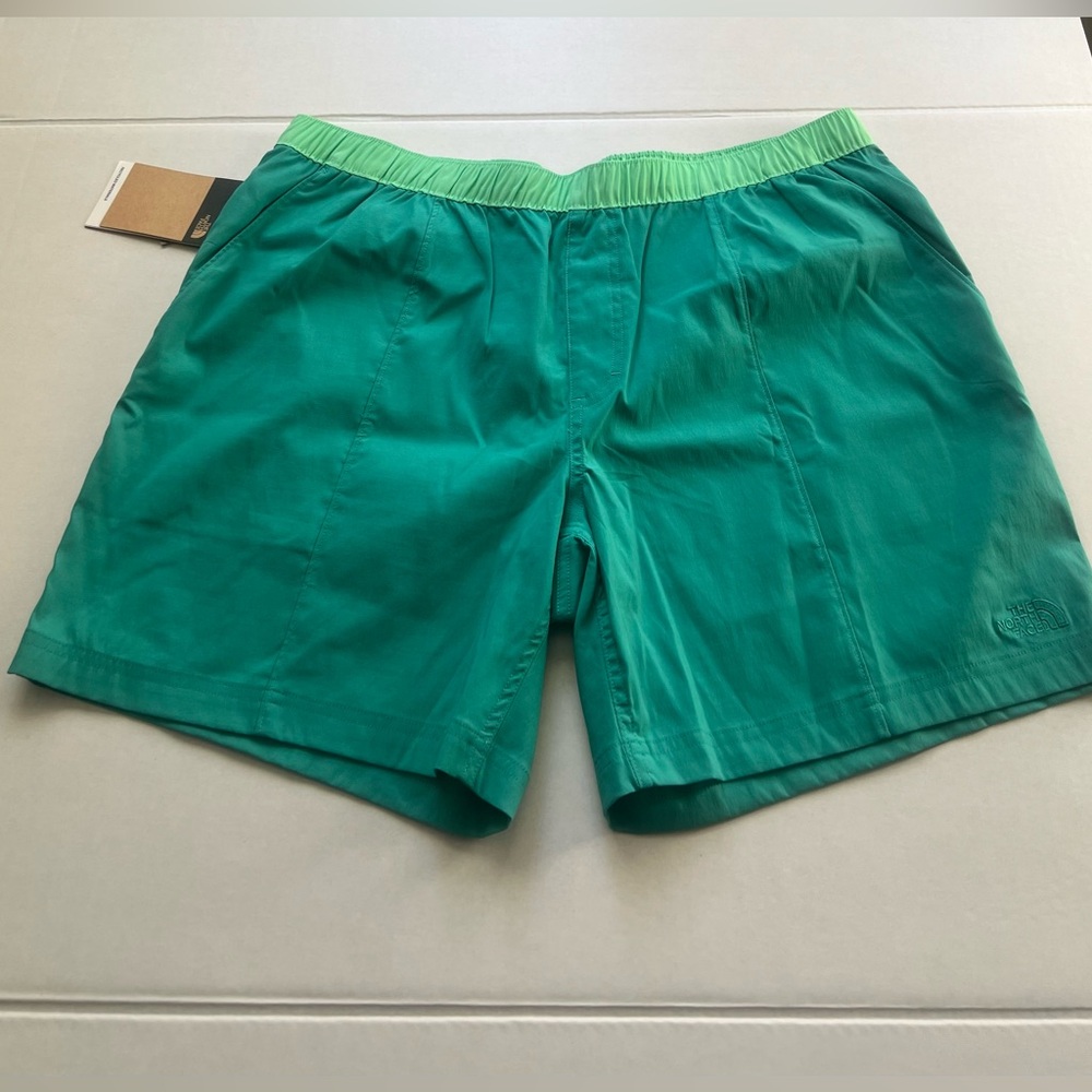 The North Face Teal Relaxed-Fit Shorts with Lime Trim